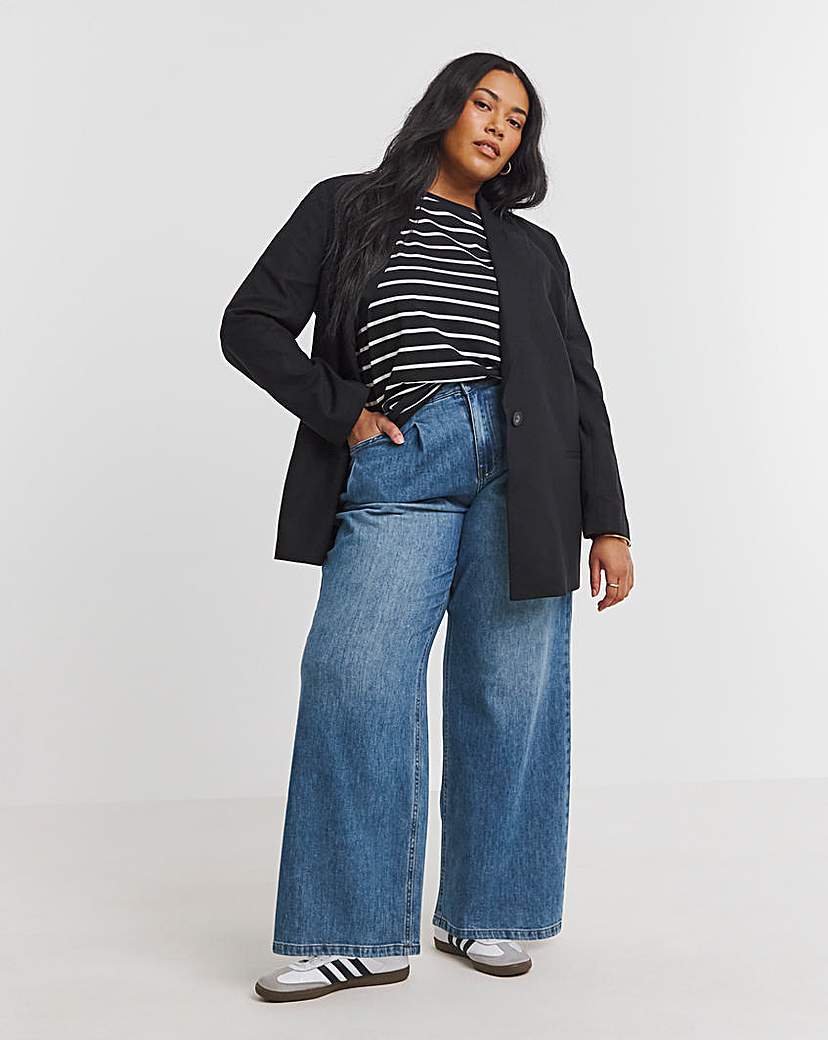Black Relaxed Linen Blend Blazer