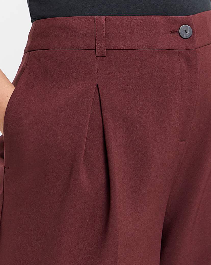 Elastic Back Pleated Wide Leg Trouser