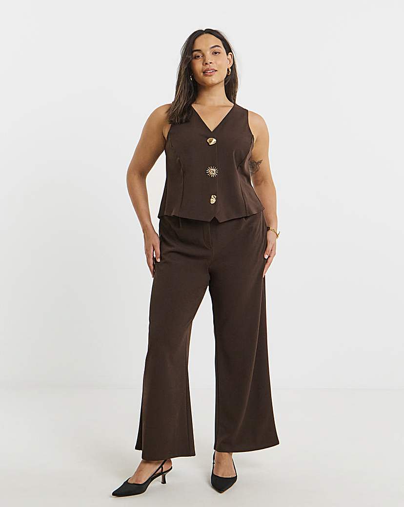 Scuba Gold Button Detail Crepe Waistcoat