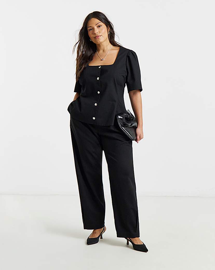 Simply Be Black Pleated Barrel Trousers Black …
