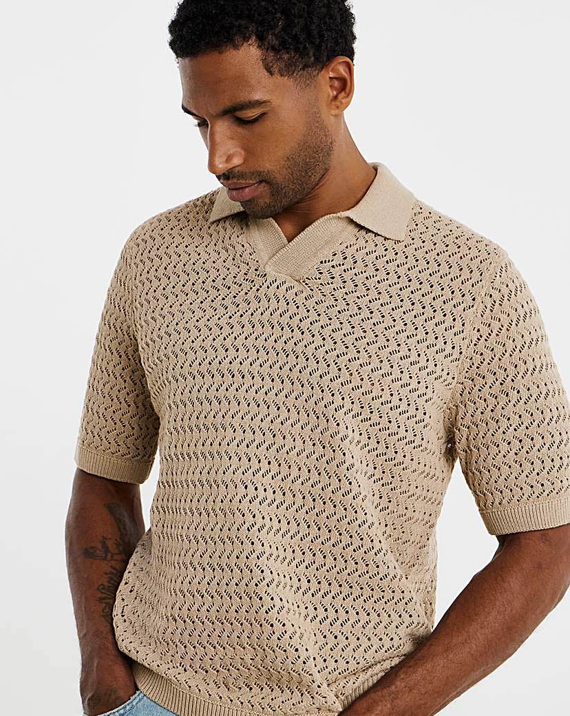 Only & Sons Natural Nyle Crochet Polo - Xl(44")