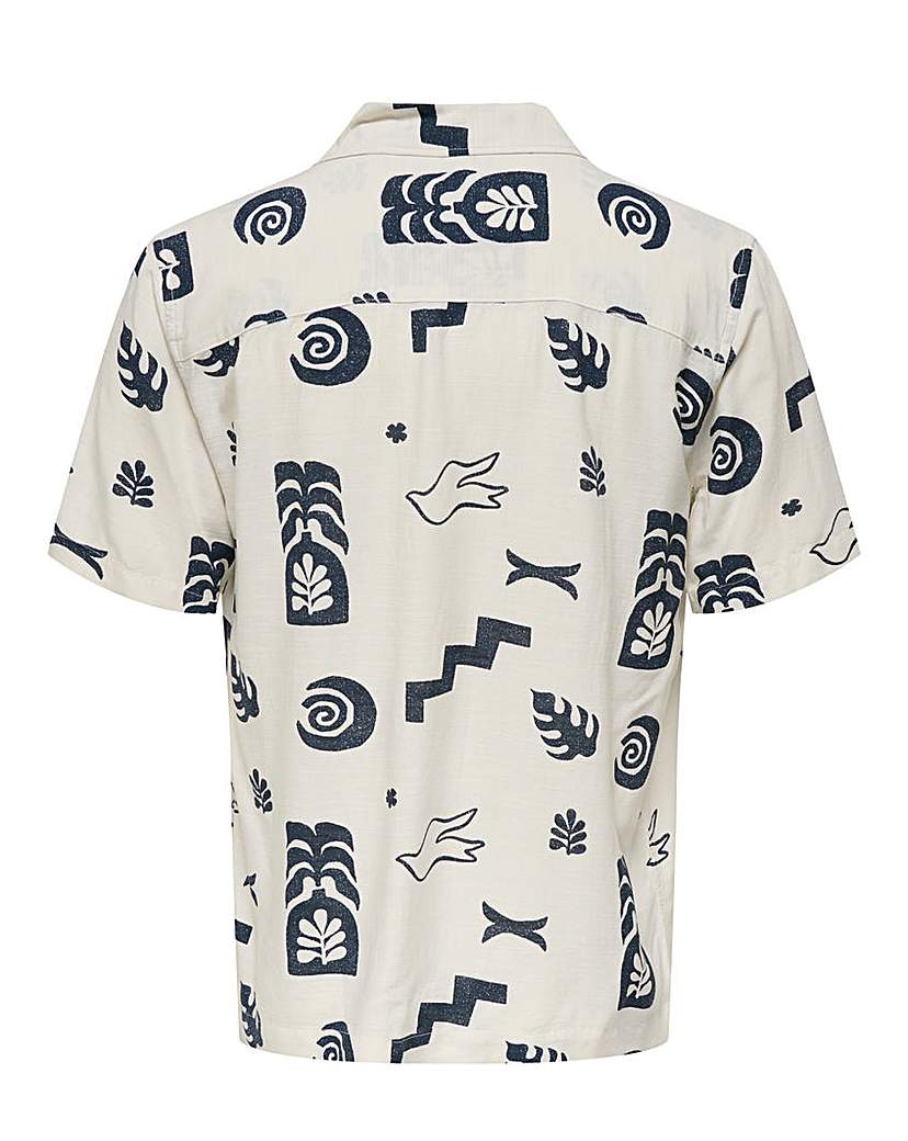 Only & Sons Cream Printed Shirt - L(41")