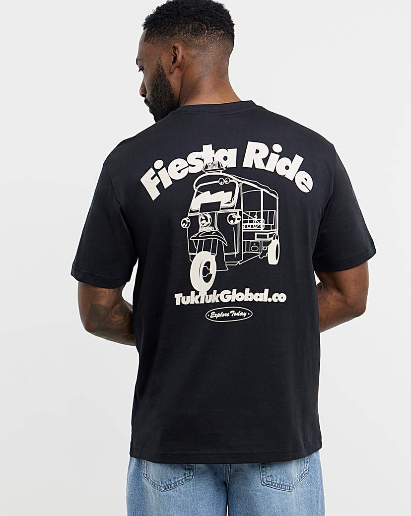 Only & Sons Black Fiesta Back Graphic T-Shirt - 3XL(50")