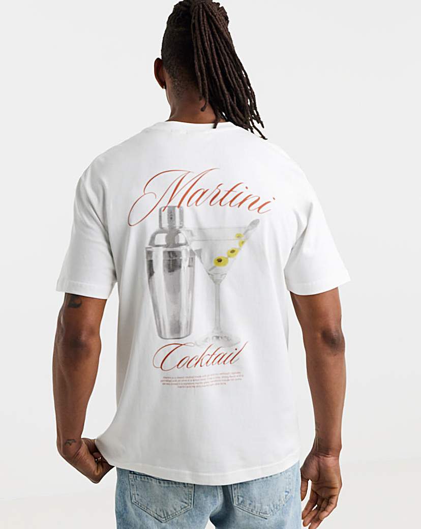 Only & Sons White Martini Back Graphic T-Shirt - Xl(44")