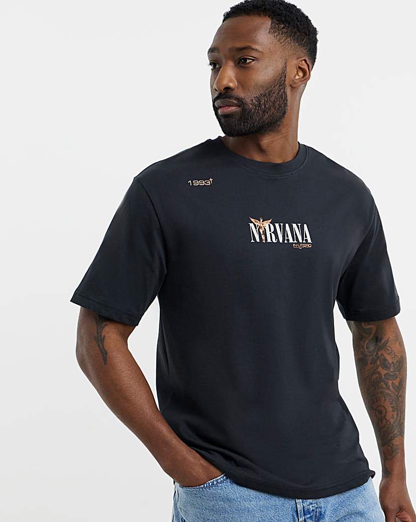 Only & Sons Black Nirvana Back Graphic T-Shirt - 2XL(47")
