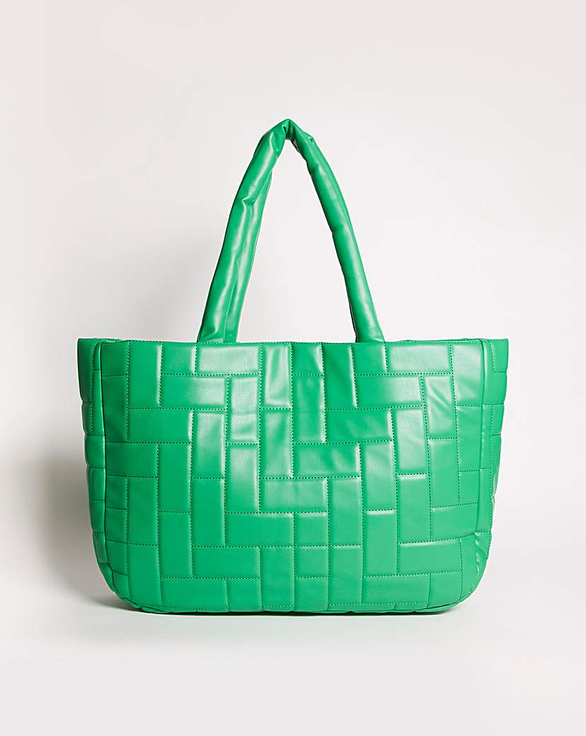 Oversized Quilted Faux Leather Tote Bag