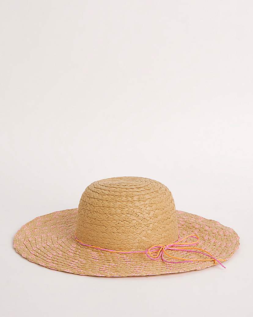 Multi-Weave Pink Wide Brim Hat