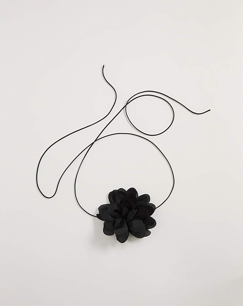 Image of Black Flower Corsage Choker Necklace