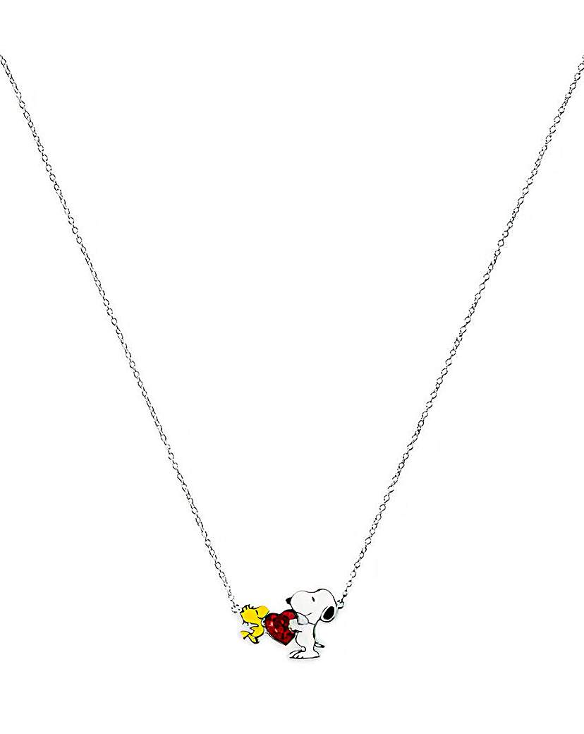 Snoopy & Woodstock Heart Charm Necklace