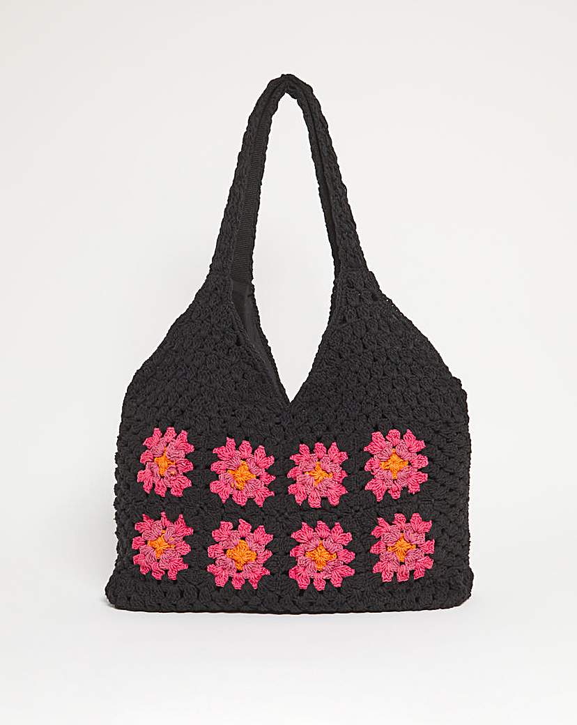 Black Crochet Knitted Bag