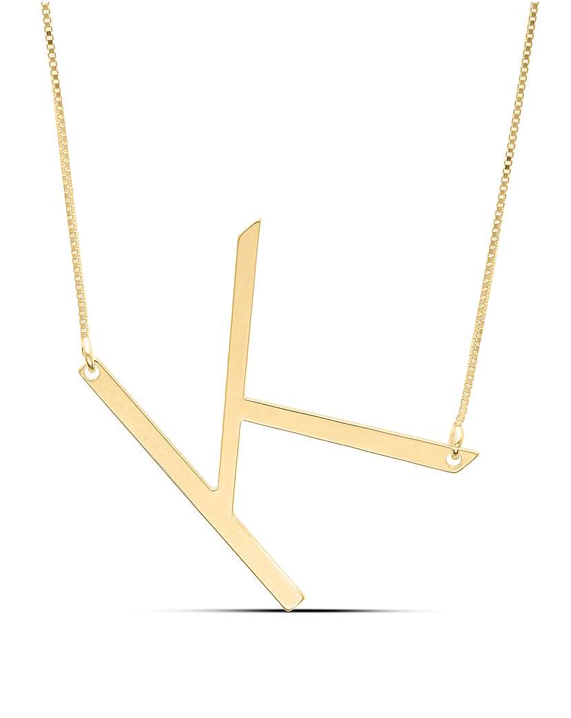 Gold Plated Large Initial Necklace