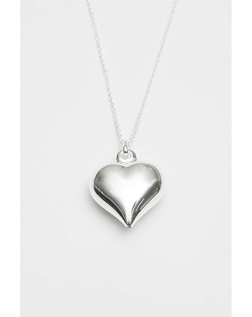 Simply Silver Polish Puff Heart Necklace