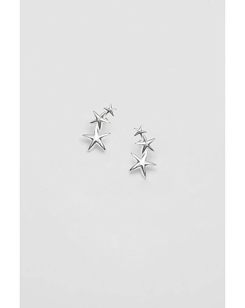 Simply Silver Star Climber Earrings