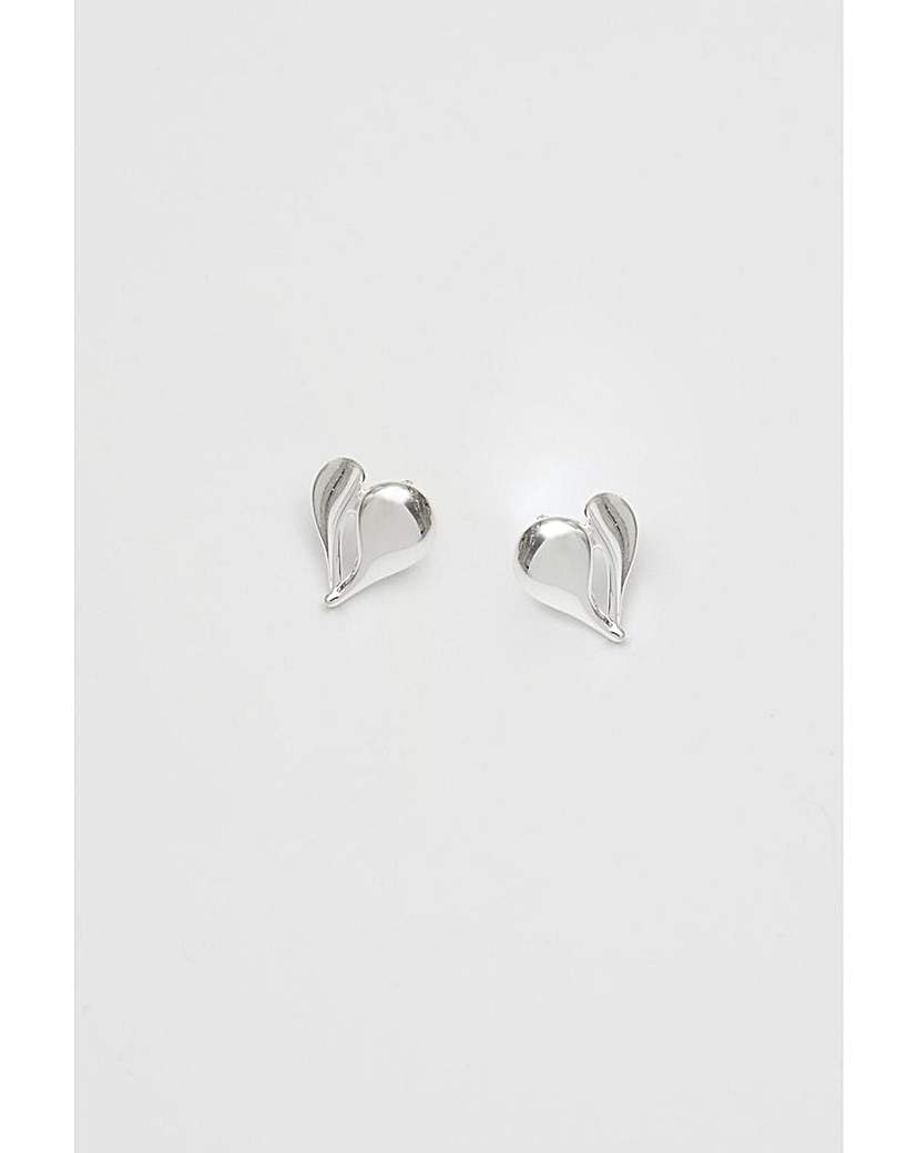 Simply Silver Pol Heart Stud Earrings