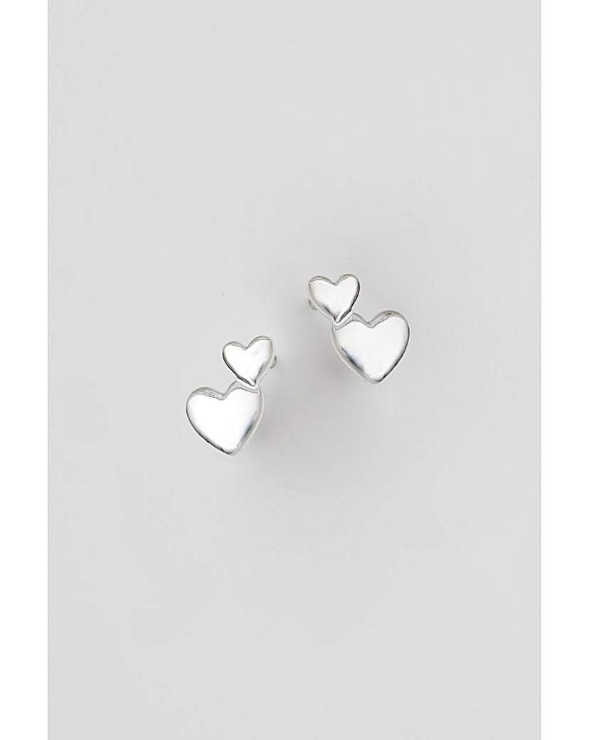 Simply Silver Double Heart Earrings