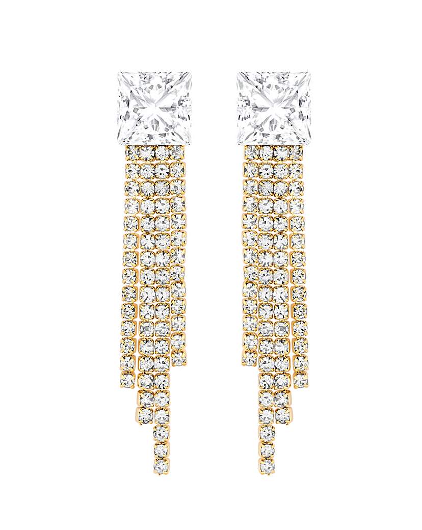 Jon Richard CZ Square Drop Earrings