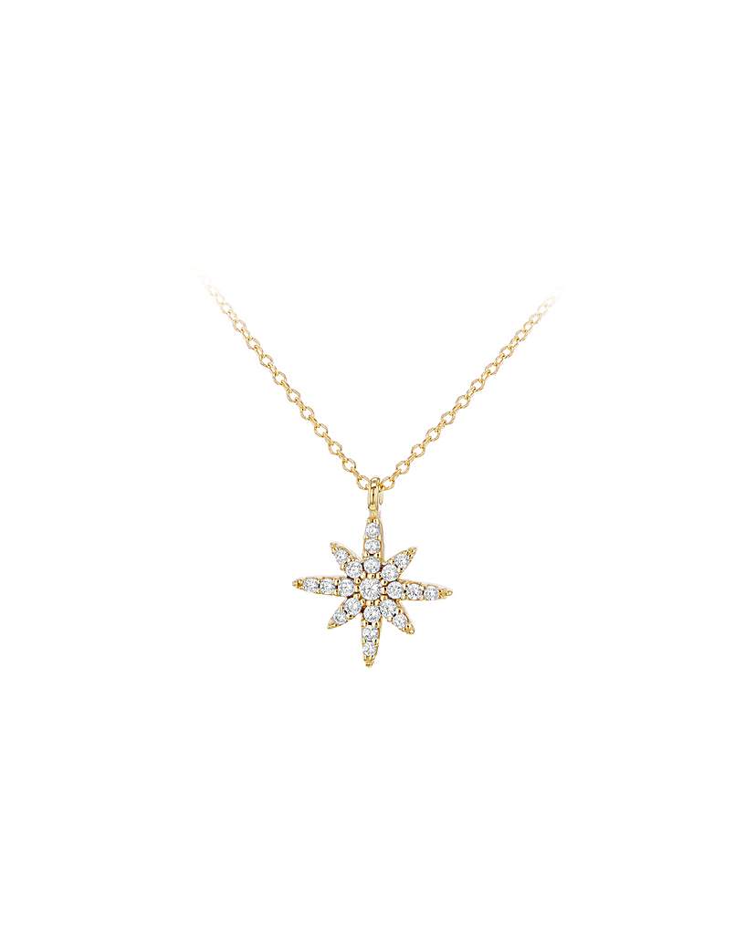 9ct yellow gold north star czs necklace