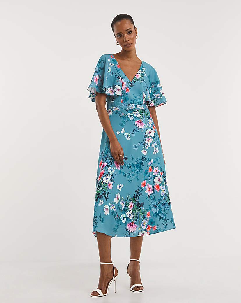 Joanna Hope Floral Angel Sleeve Dress