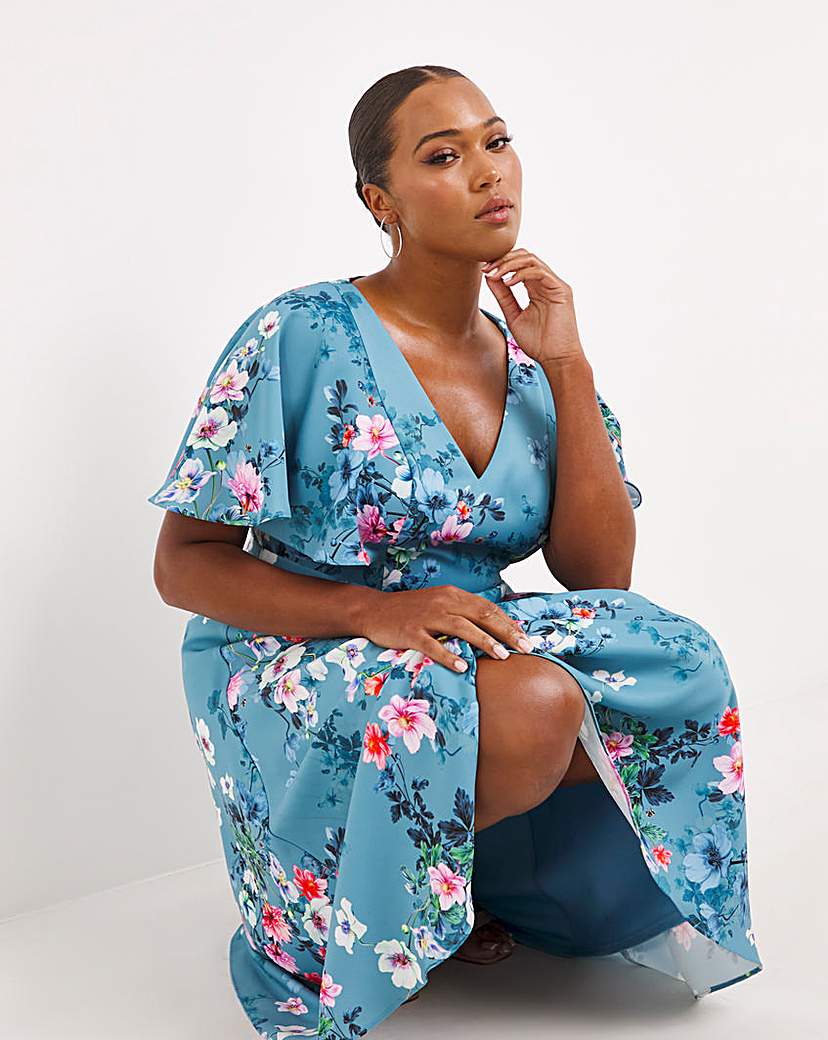 Floral Angel Sleeve Dress | Simply Be