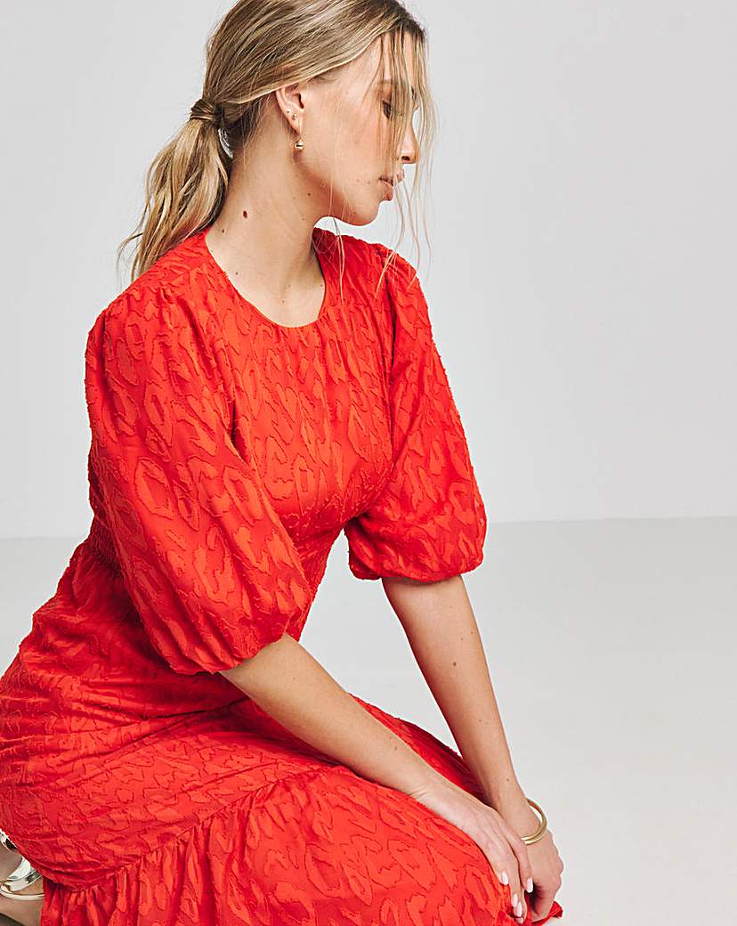 Joanna Hope Burnout Bubble Sleeve Dress