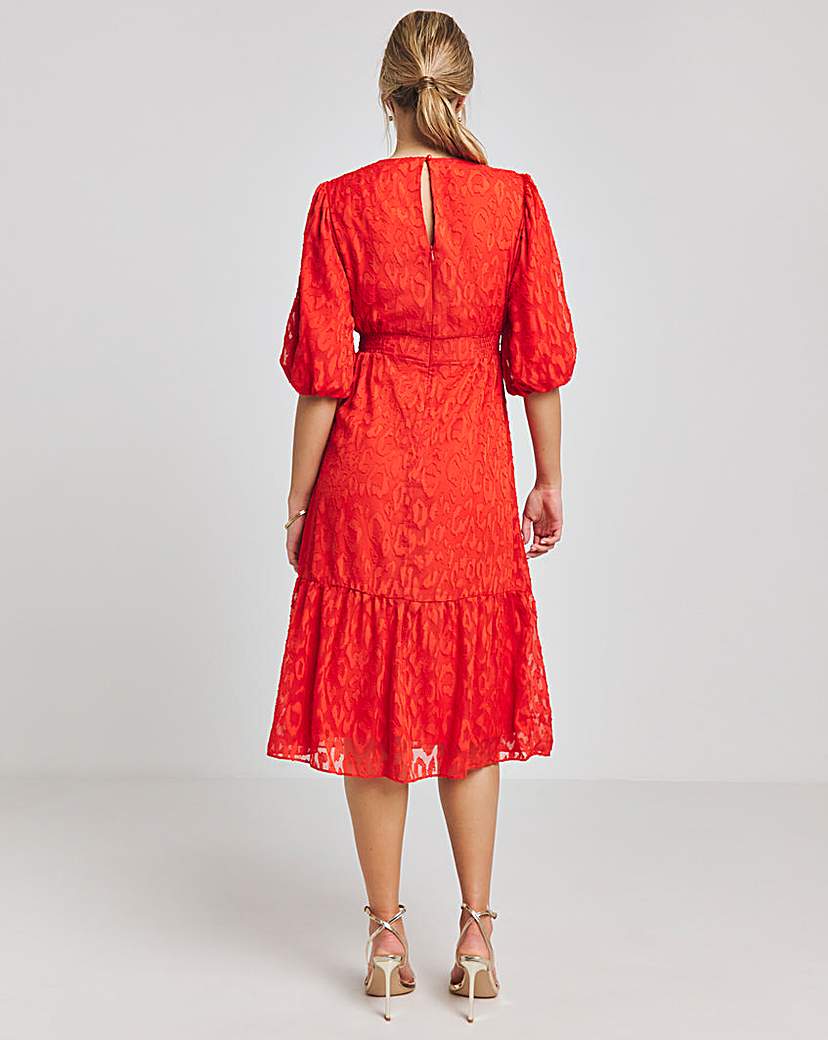 Joanna Hope Burnout Bubble Sleeve Dress