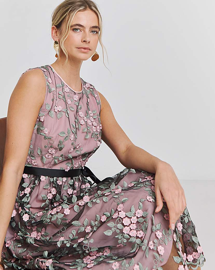 Joanna Hope Floral Mesh Prom Dress