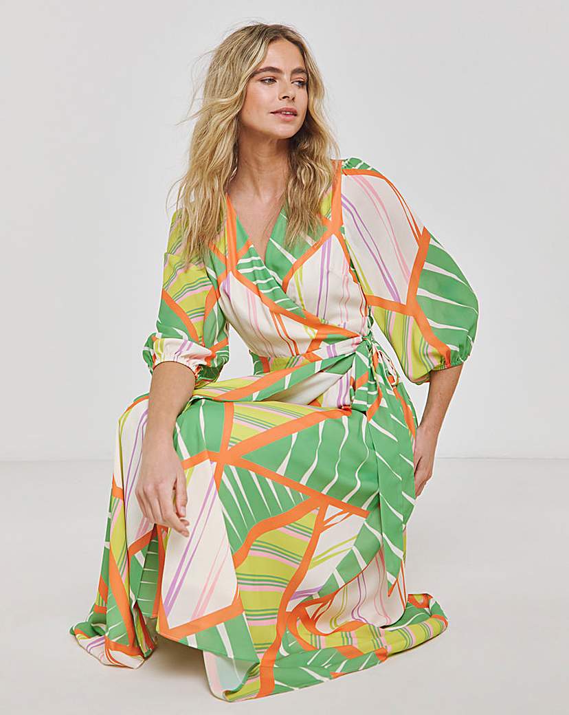 Joanna Hope Printed Wrap Midi Dress