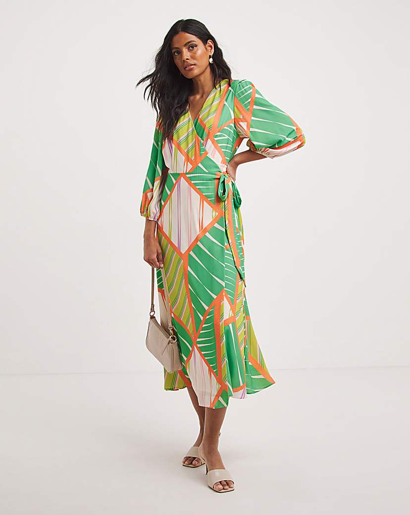 Joanna Hope Printed Wrap Midi Dress