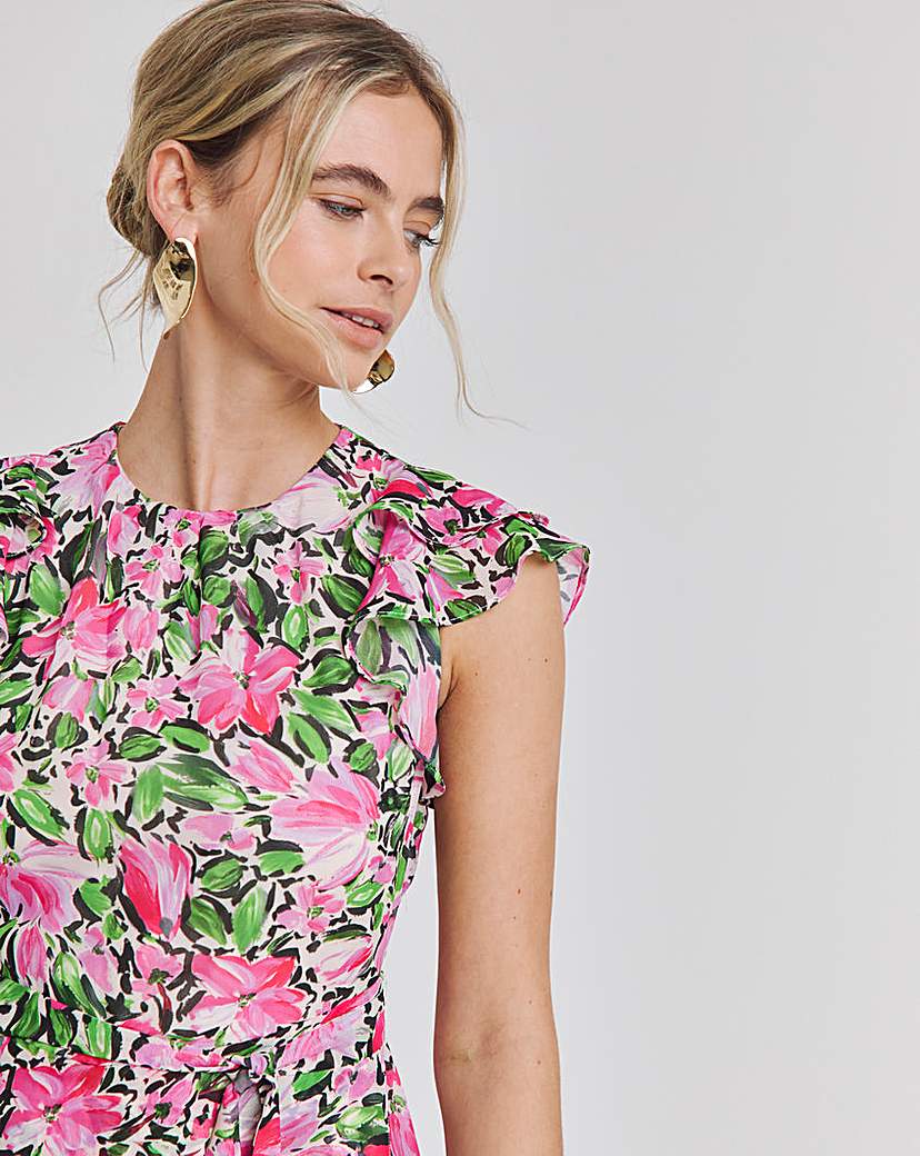 Joanna Hope Ruffle Shoulder Dress