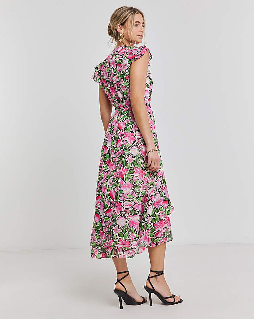 Joanna Hope Ruffle Shoulder Dress