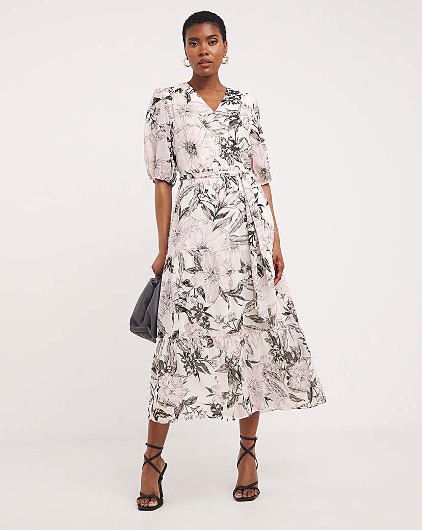 Joanna Hope Belted Midi Tiered Dress