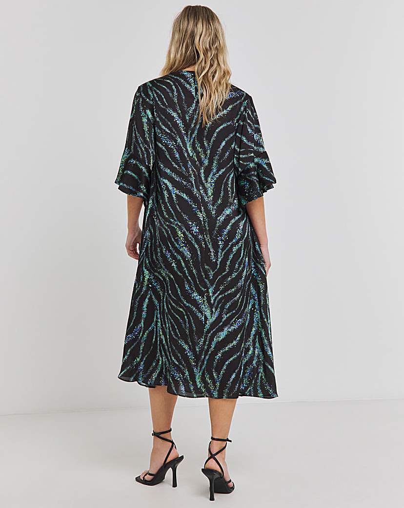 Joanna Hope Tie Neck Swing Midi Dress