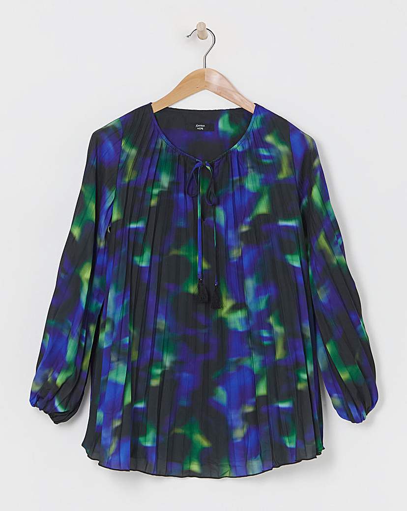 Joanna Hope Pleated Keyhole Blouse