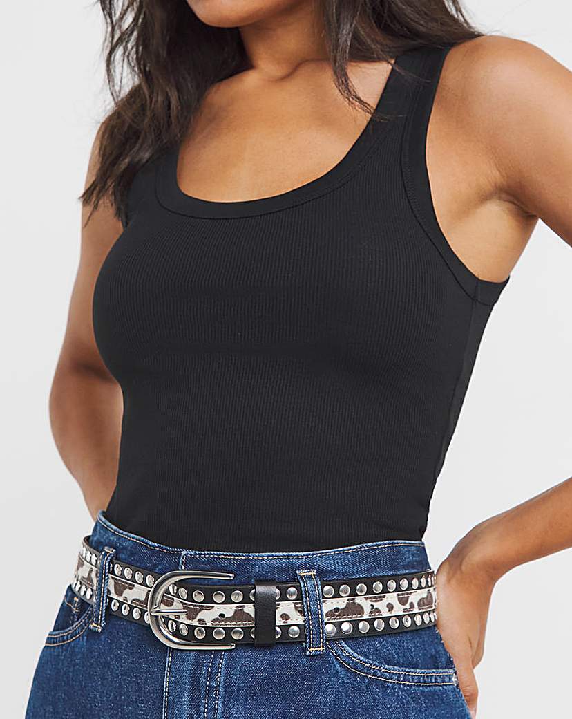 New In - Faux Cow Ponyhair Studded Jeans Belt