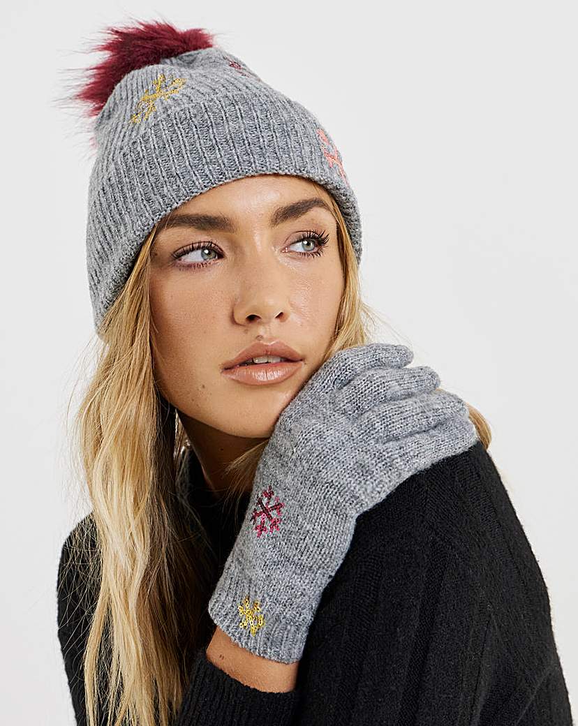 New In - Sequin Snowflake Hat & Glove Gift Set