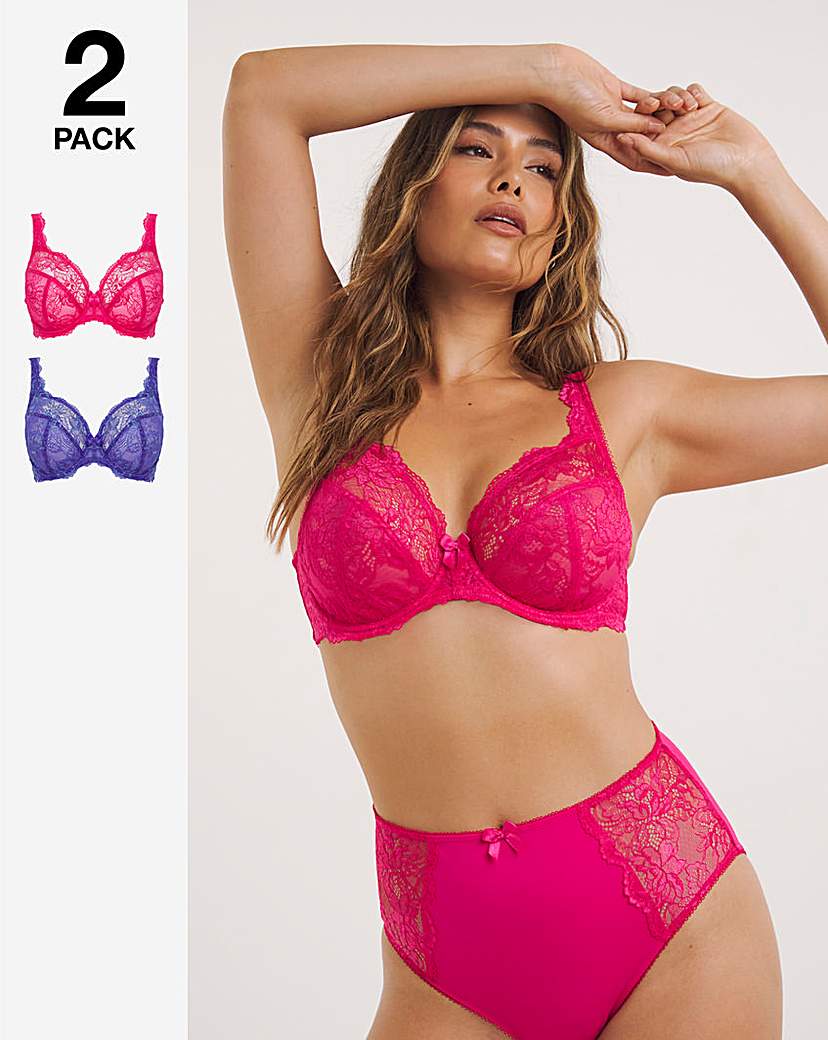 2 Pack Ella Lace Full Cup Wired Bras