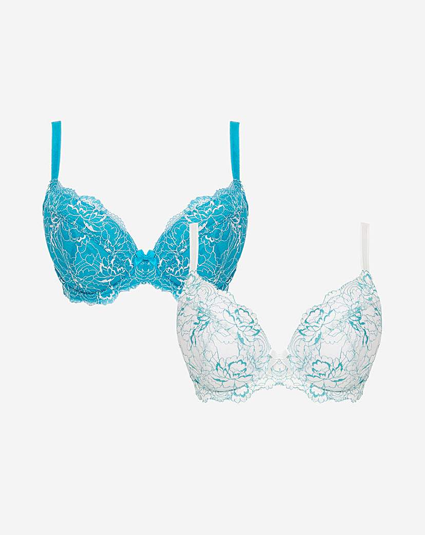 2 Pack Ella Padded Plunge Wired Bras