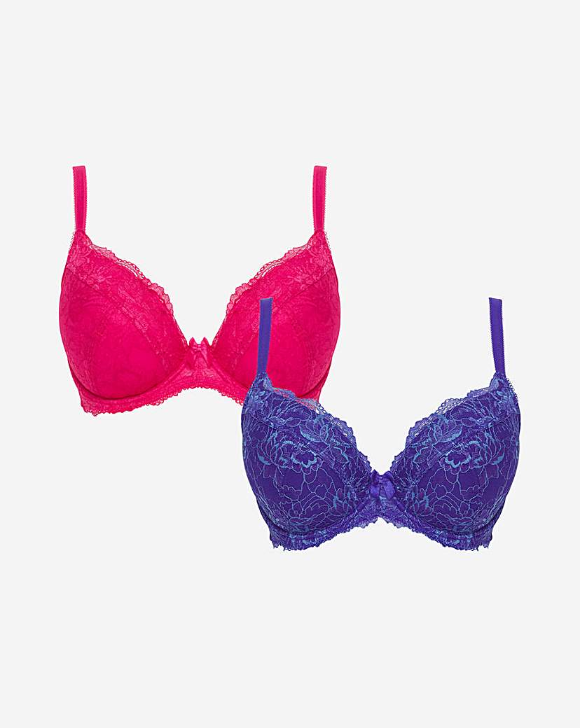 2 Pack Ella Lace Padded Wired Bras
