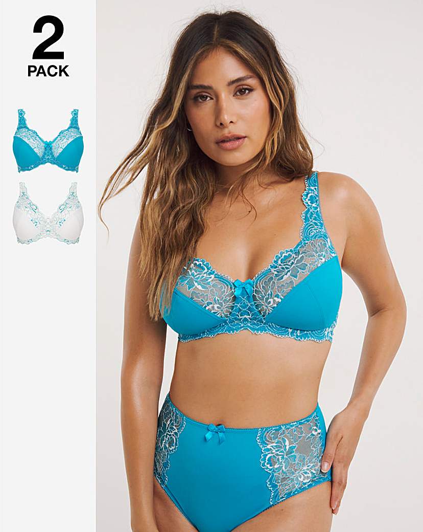 2 Pack Ella Lace Full Cup Non Wired Bras