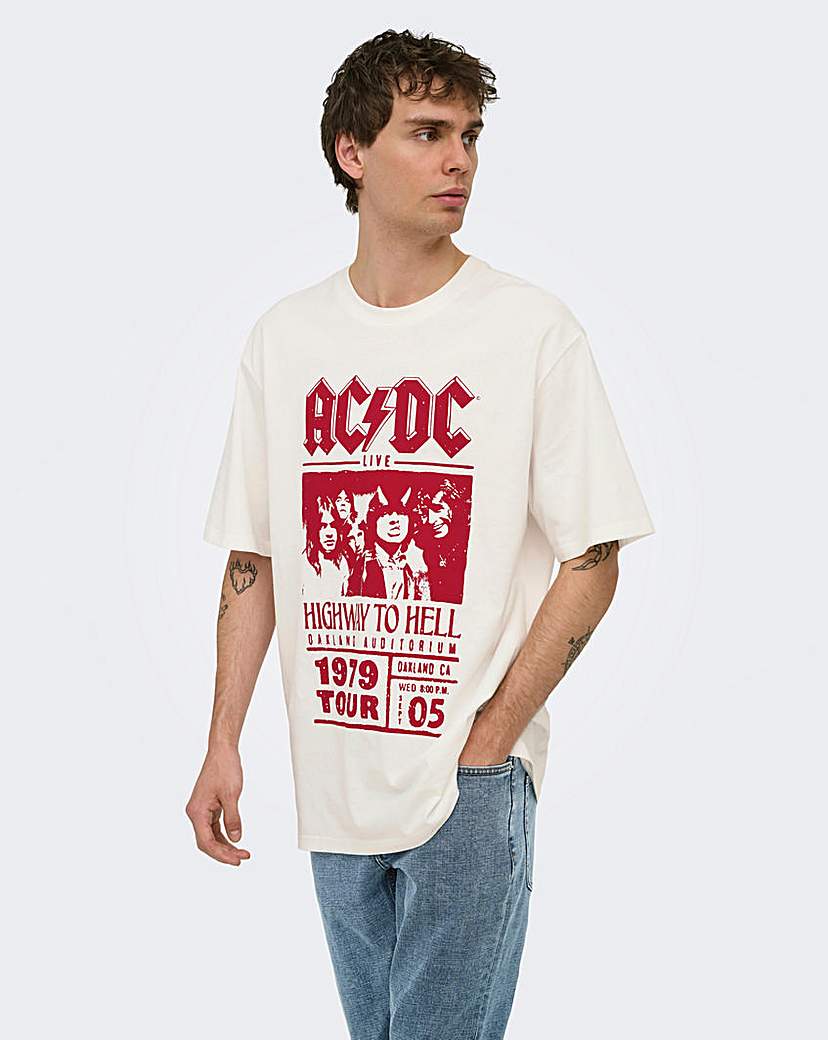 Only & Sons ACDC T-Shirt - Off White
