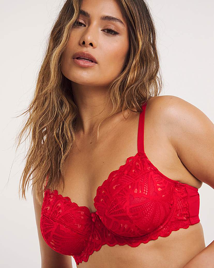 Red Butterfly Lace Full Cup Bra