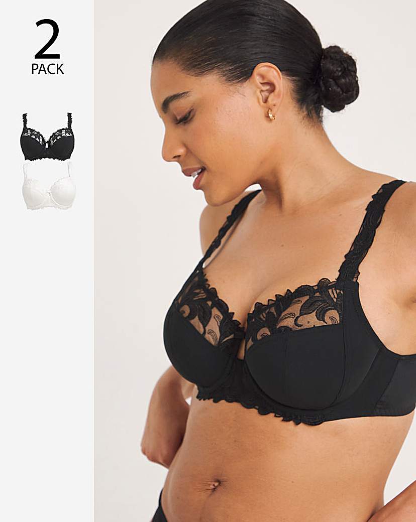 2 Pack Flora Underwired Full Cup Bras