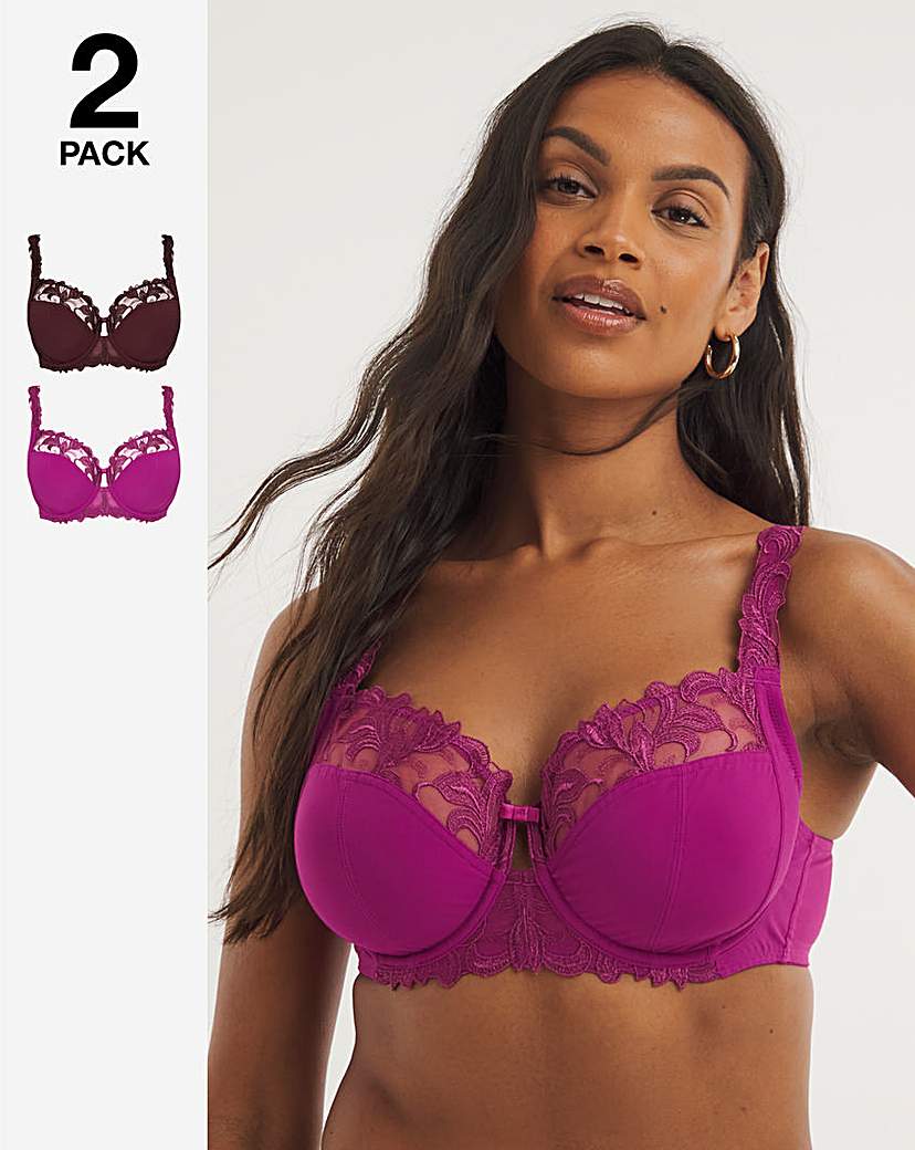 2 Pack Flora Underwired Full Cup Bras