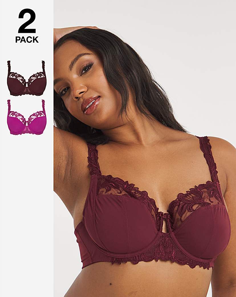 2 Pack Flora Underwired Full Cup Bras