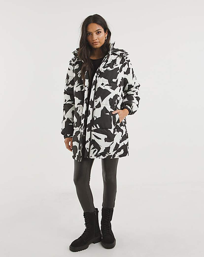 Mono Printed Padded Puffer Coat