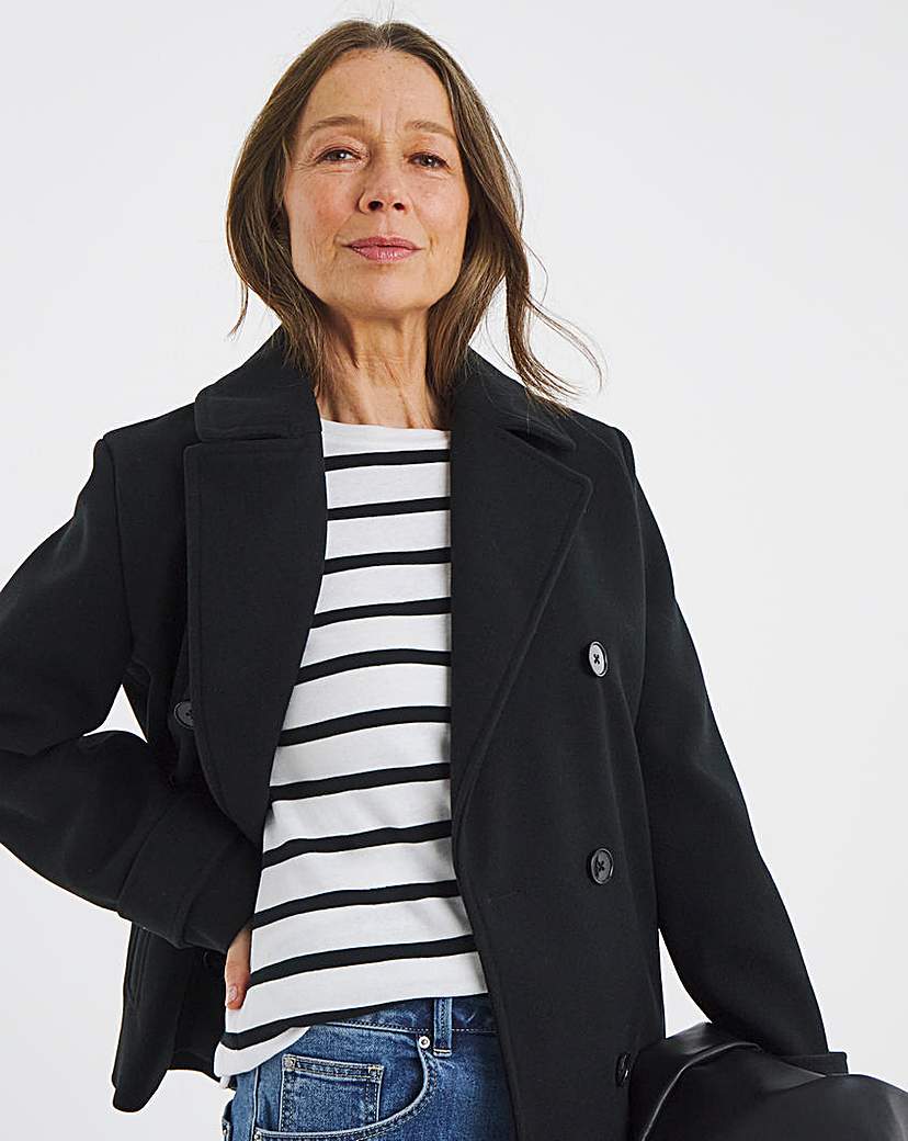 New In - Black Short Reefer Coat