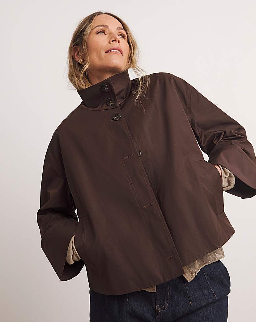 New In - Funnel Neck Short Trench Jacket