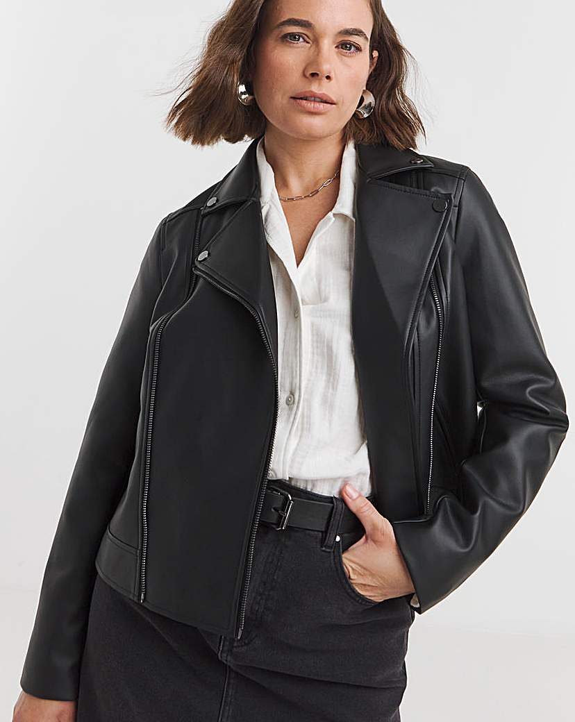 Double Zip Faux Leather Biker