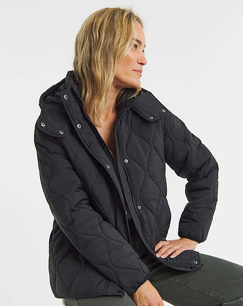 Short Hooded Quilted Jacket