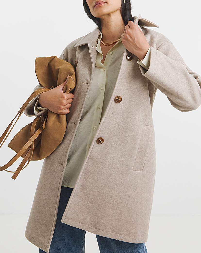 High Collar Button Front Lined Coat